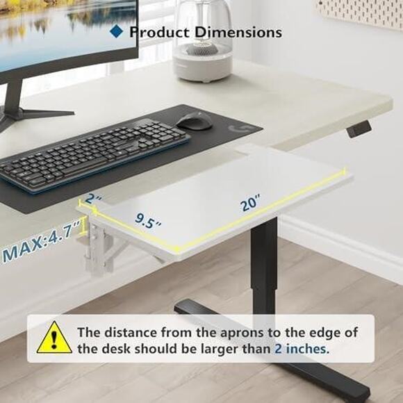 NEW BONTEC Small Ergonomics Desk Extender Tray, 20x9.5 - Picture 2 of 5